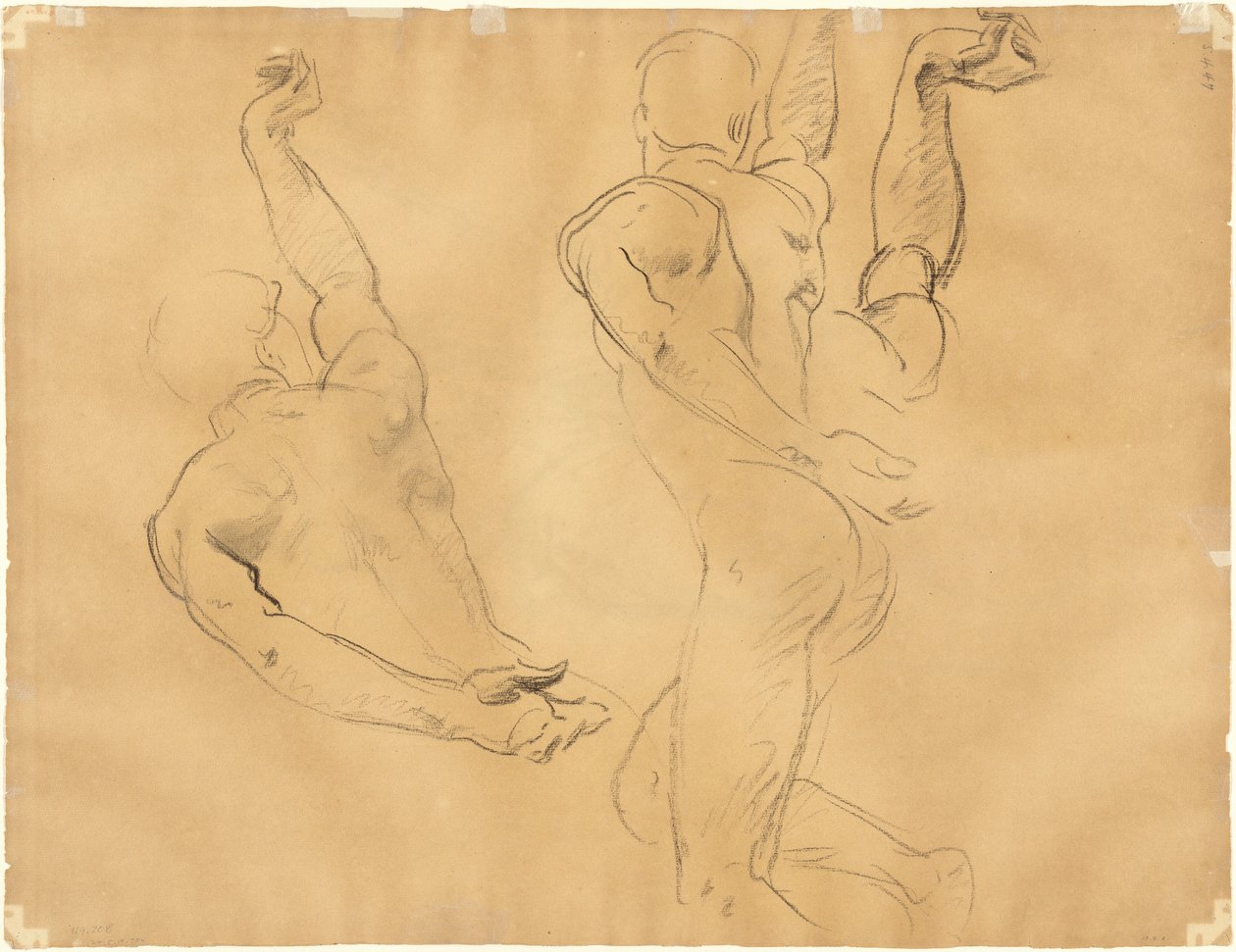 Studies van Mannelijke Naakten [verso] door John Singer Sargent