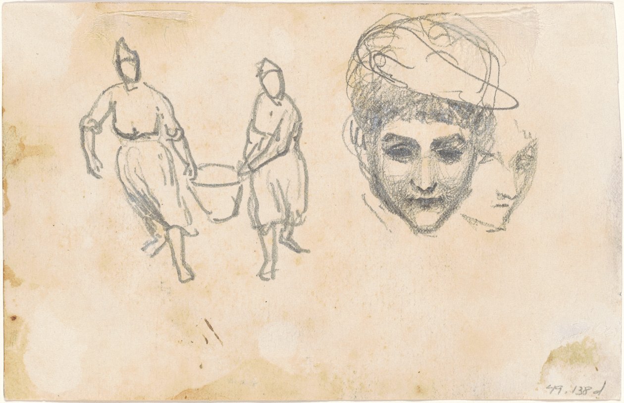 Studies van boeren [verso], 1870-1872 door John Singer Sargent