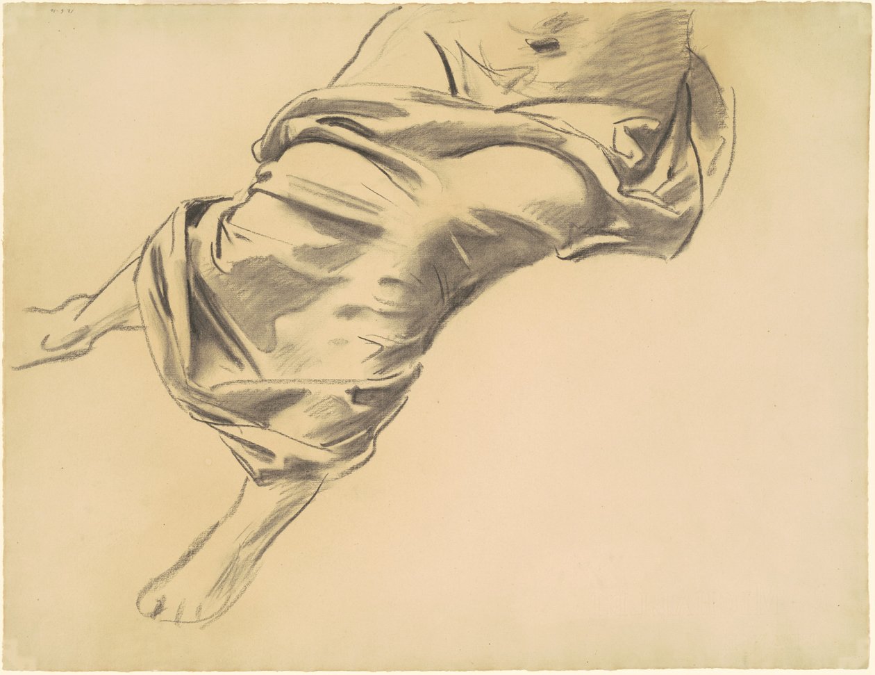 Studie van een Gedrapeerd Figuur door John Singer Sargent