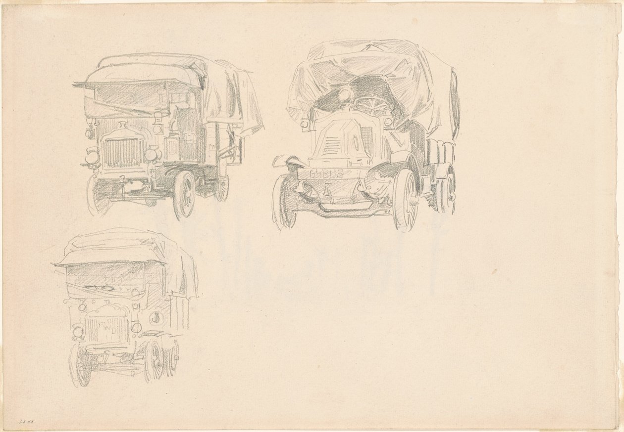 Vrachtwagens [recto], 1918 door John Singer Sargent