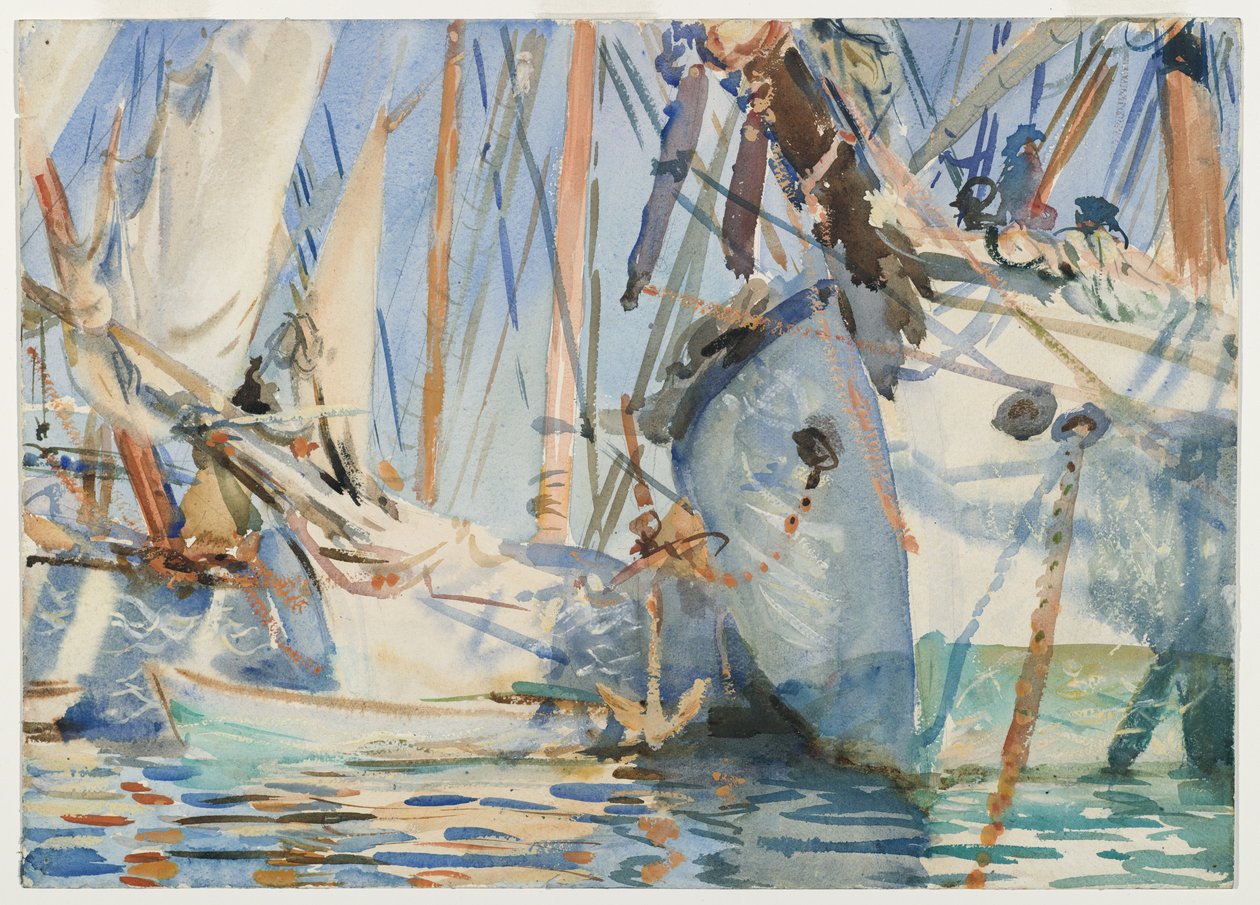 Witte schepen, ca. 1908 door John Singer Sargent