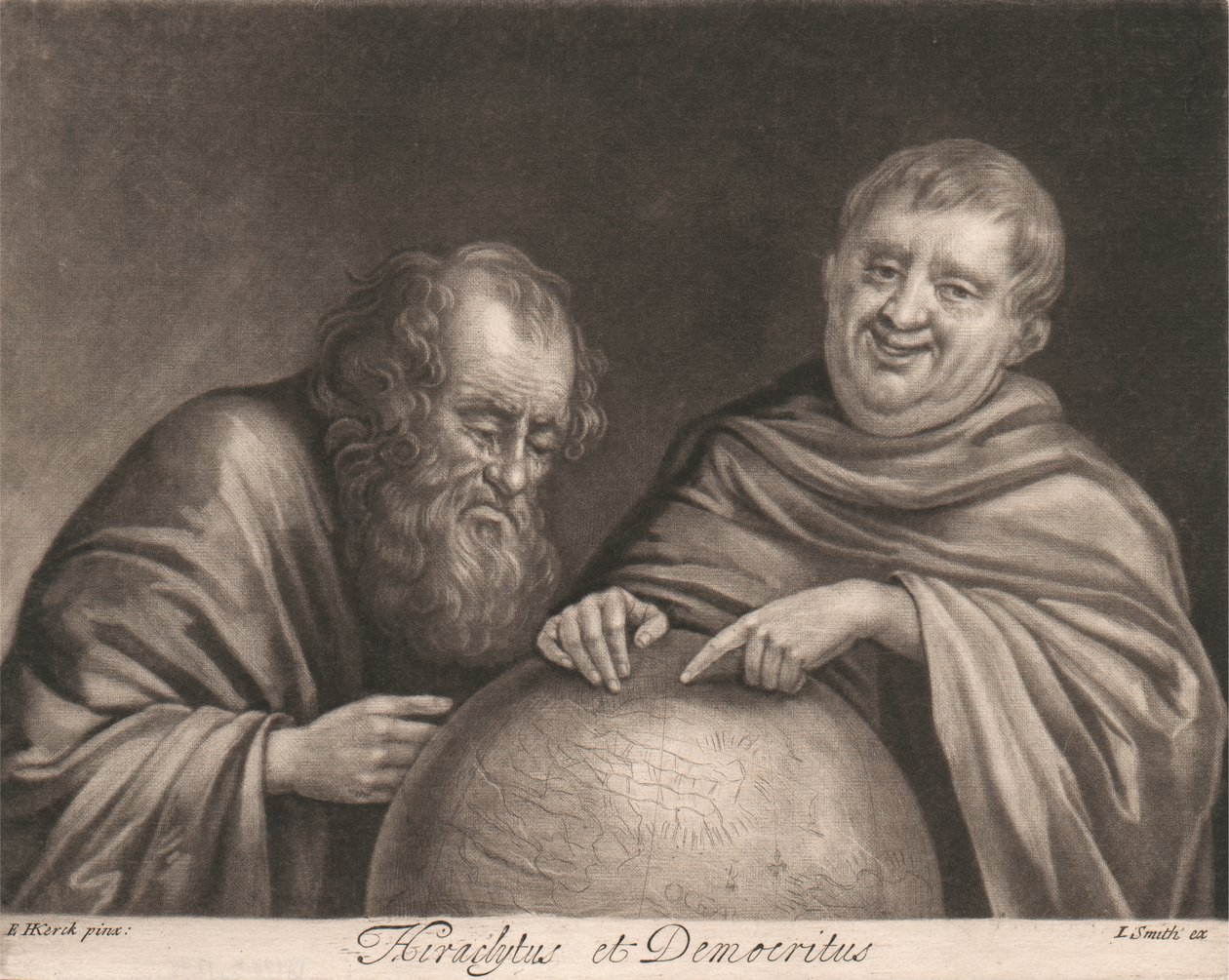 Heraclitus en Democritus door John Smith