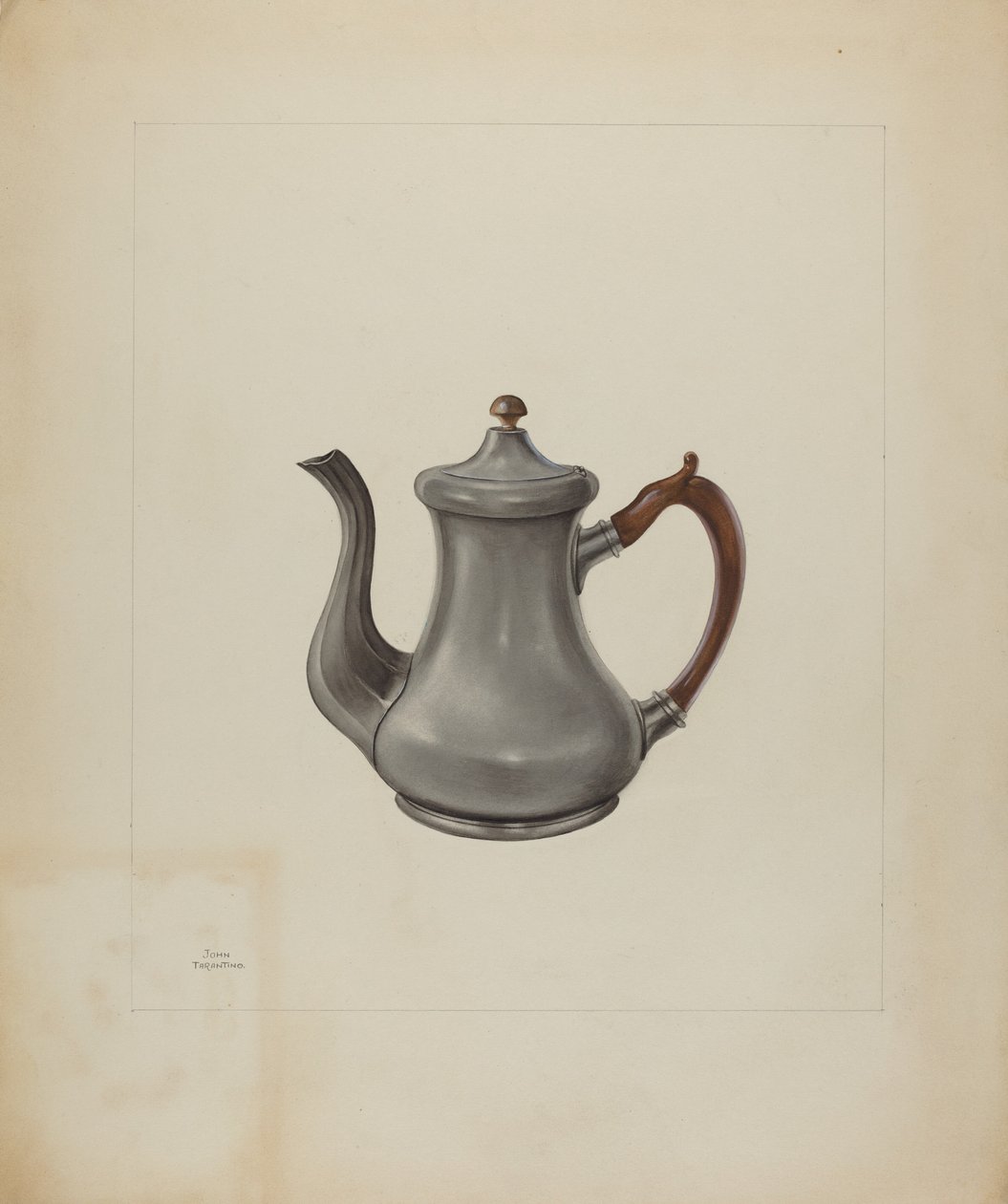Pewter theepot door John Tarantino