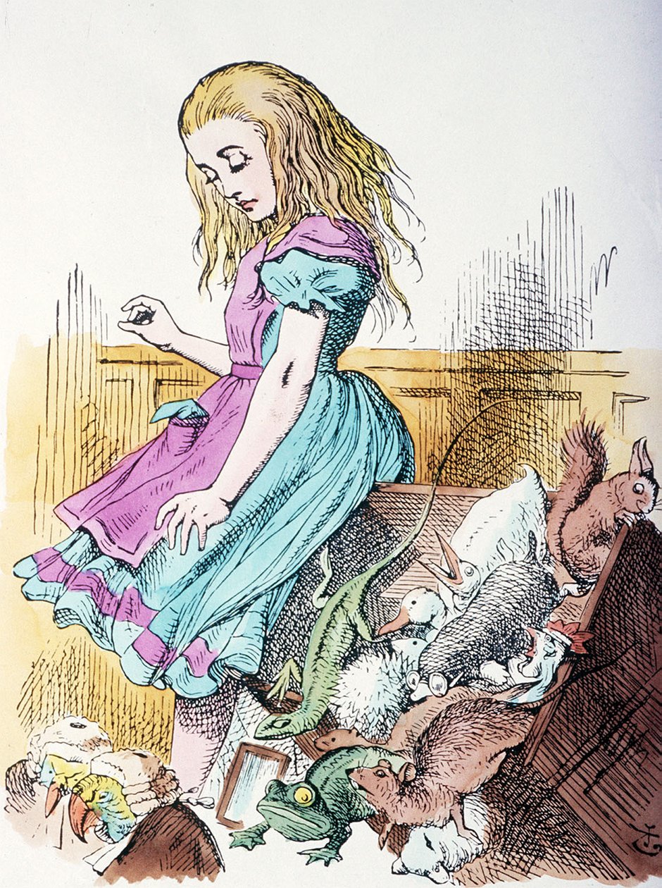 Alice omringd door dieren door John Tenniel