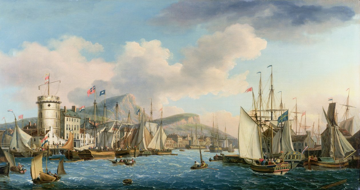 Leith Harbour, 1825 door John Thomas Serres