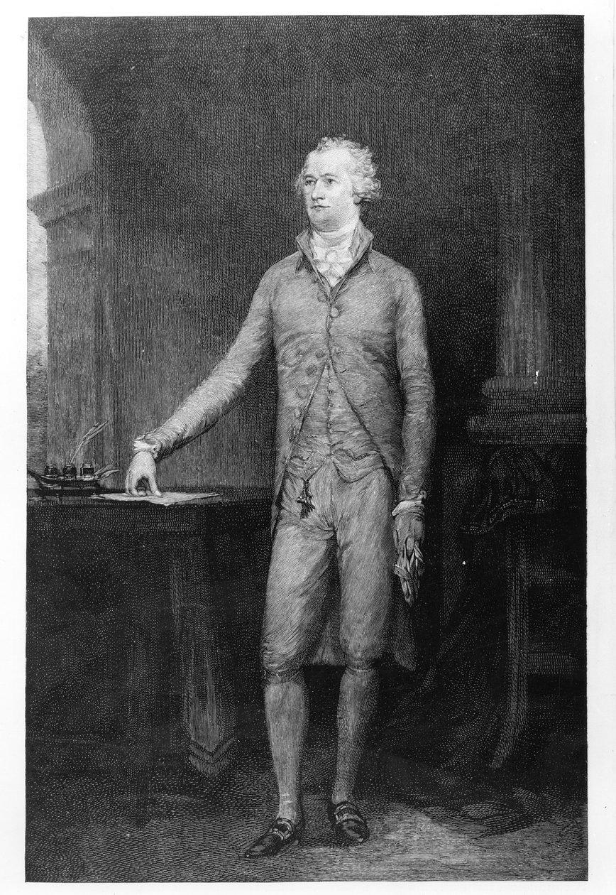 Alexander Hamilton, naar het schilderij van 1792 door John Trumbull