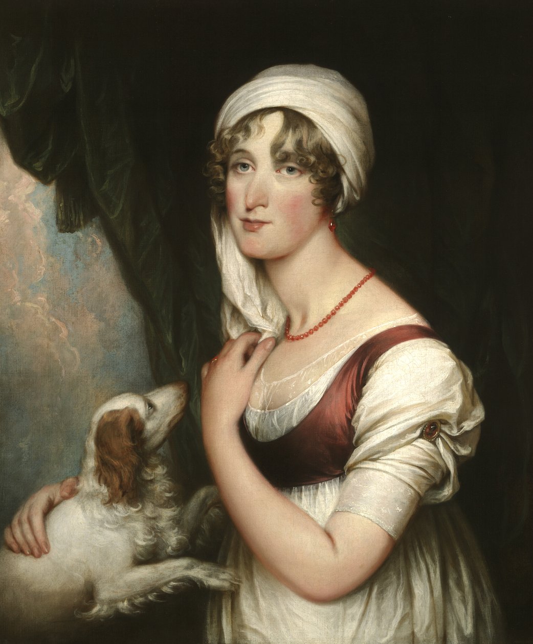 Sarah Trumbull met een Spaniël door John Trumbull