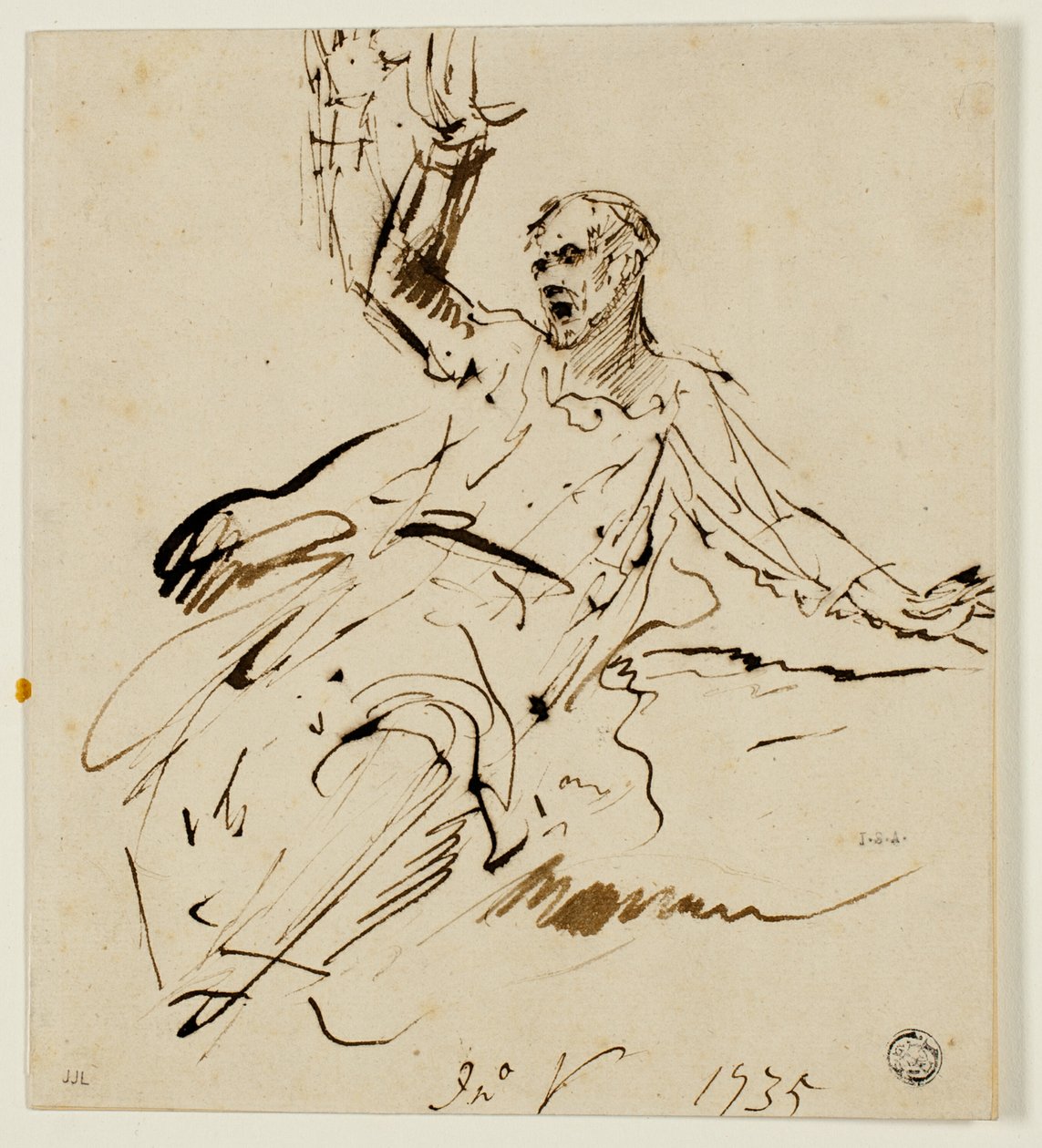 Zittende Mannelijke Figuur met Opgeheven Arm door John Vanderbank