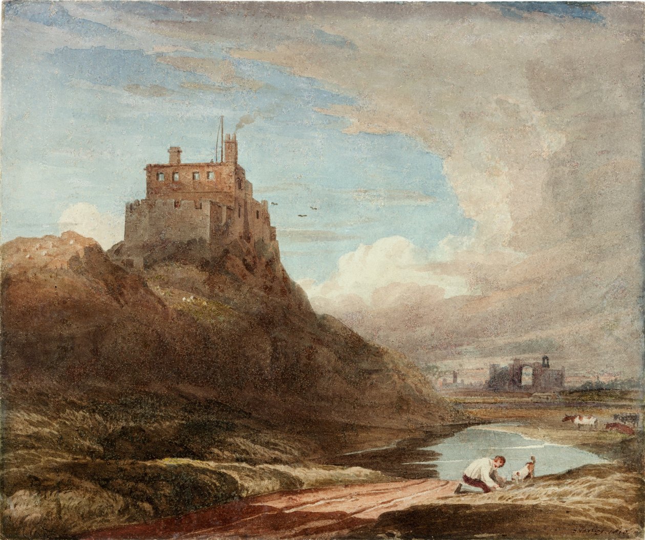 Uitzicht op Holy Island Kasteel door John Varley