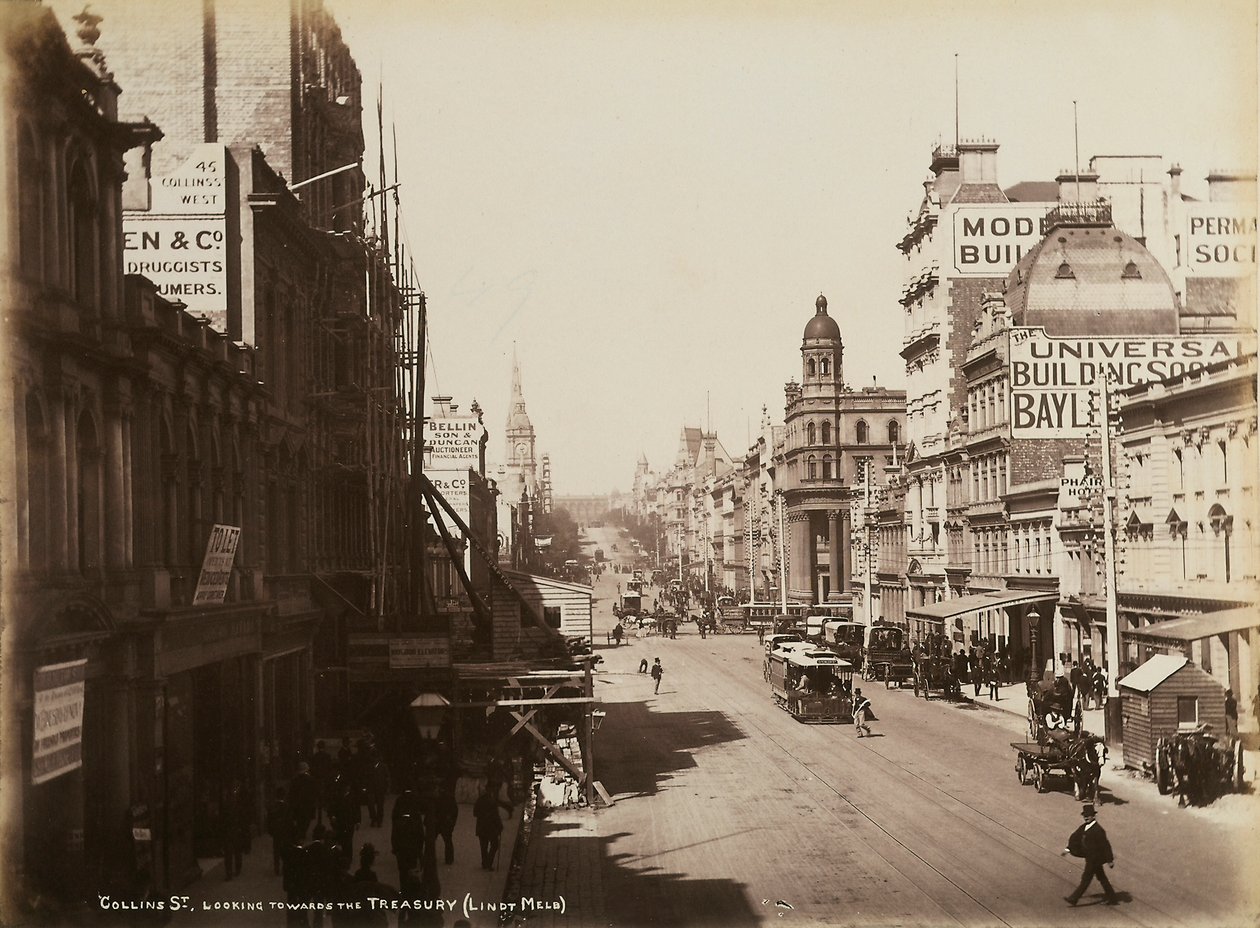 Collins Street, Melbourne, c.1880 door John W. Lindt