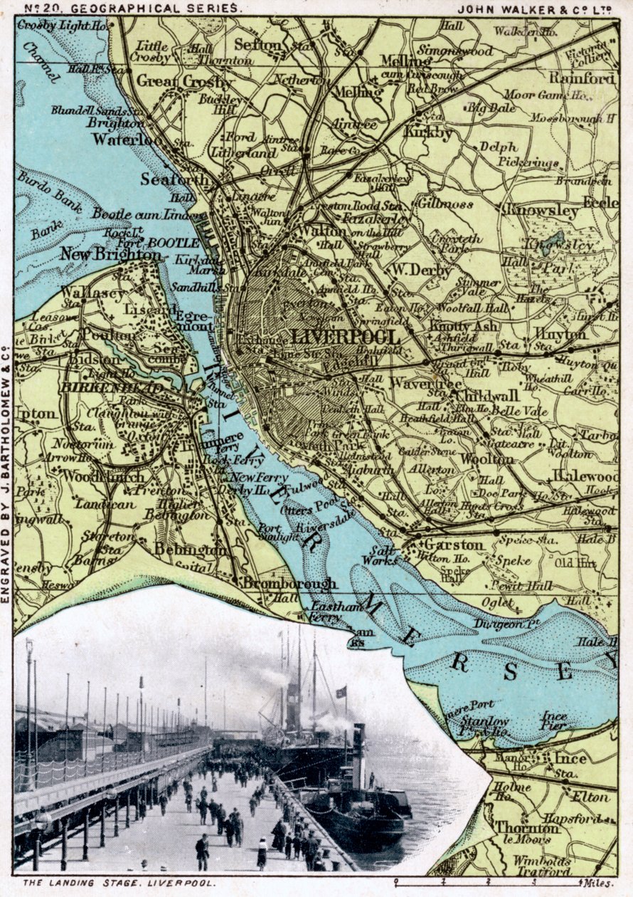 Kaart van Liverpool, Merseyside, 1903 door John Walker