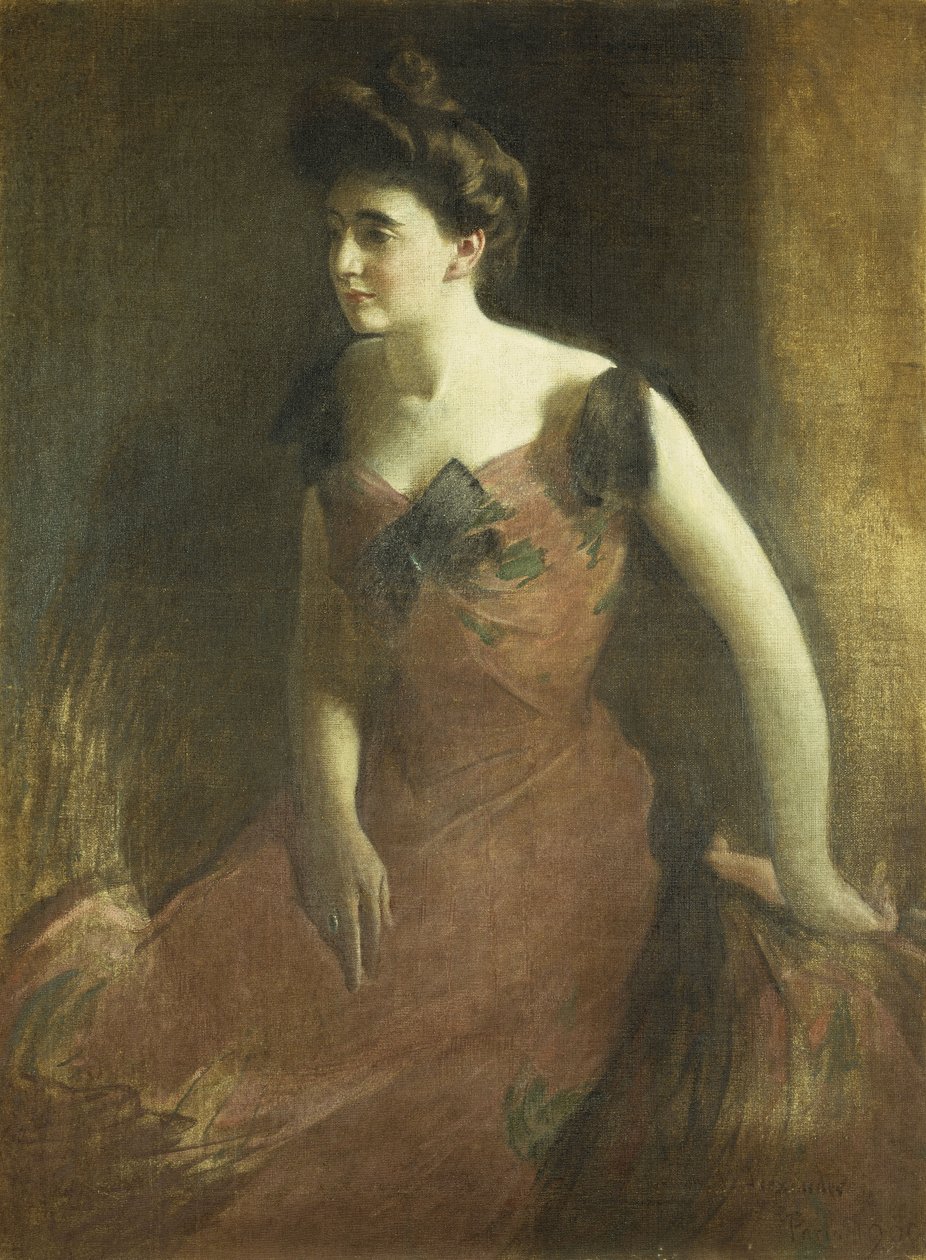 Vrouw in een rode jurk, 1900 door John White Alexander
