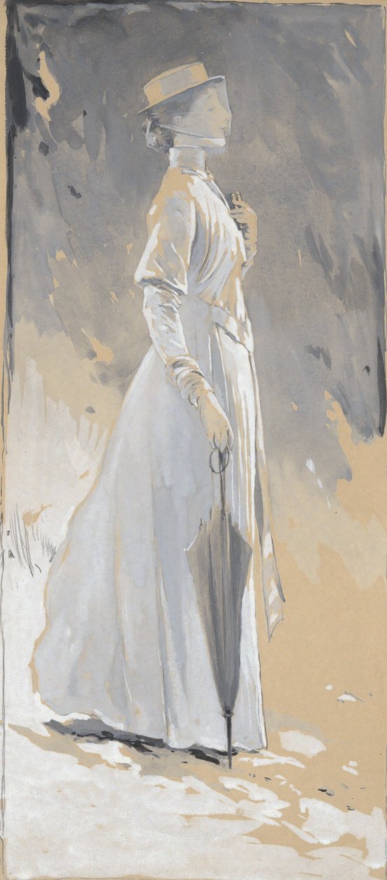 Jonge vrouw in het wit: Miss Cynthia door John White Alexander