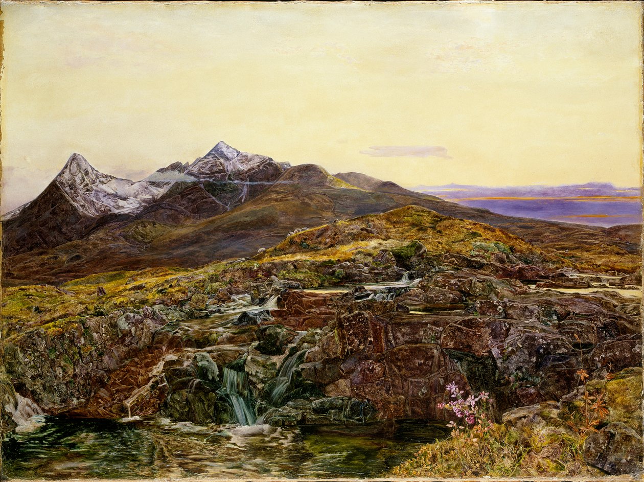 Cuillin Ridge, Skye, vanaf Sligachan, 1855 door John William Inchbold