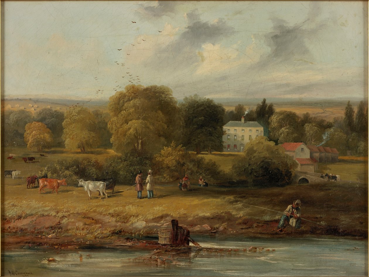Landschap met een Landhuis, 1838 door John Wilson Carmichael