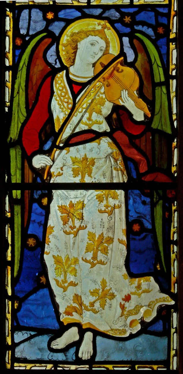 Muzikale engel, 1870 (glas-in-lood) door John and Grylls Burlison
