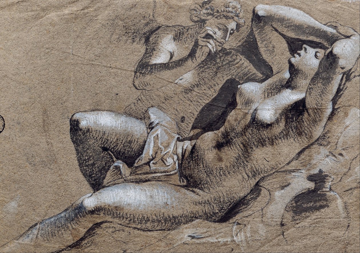 Cupido en Psyche, Verso- Vrouwelijk naakt door Jonas Umbach