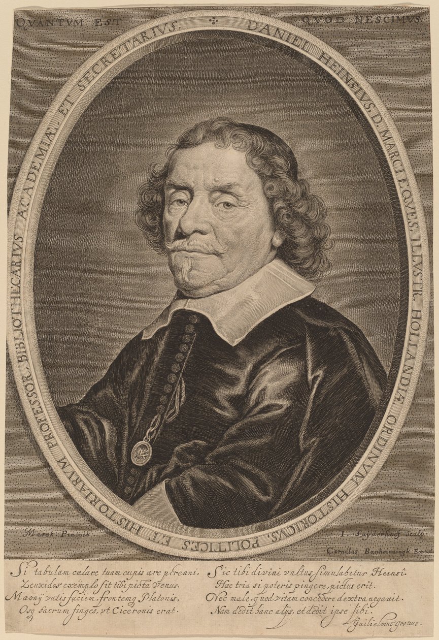Daniel Heinsius door Jonas Suyderhoff after Jacob Fransz van der Merck
