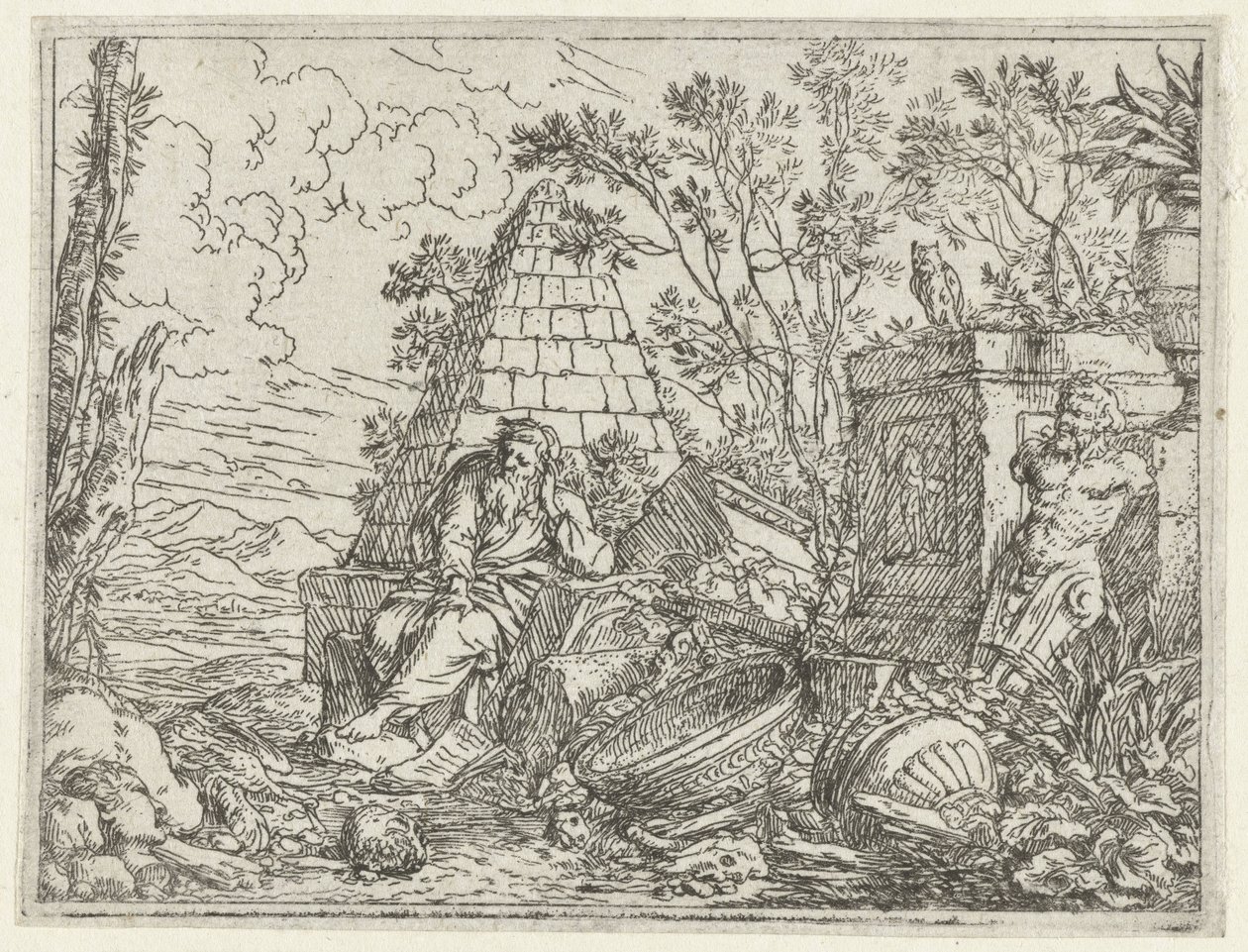 Democritus mediterend door Jonas Umbach