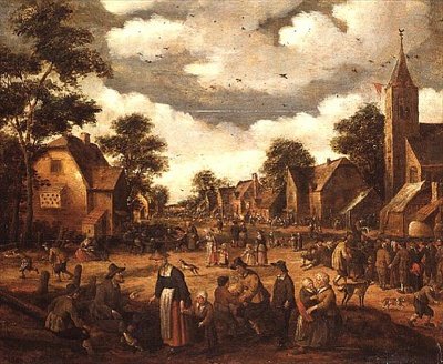 Dorpsscène door Joost Cornelisz