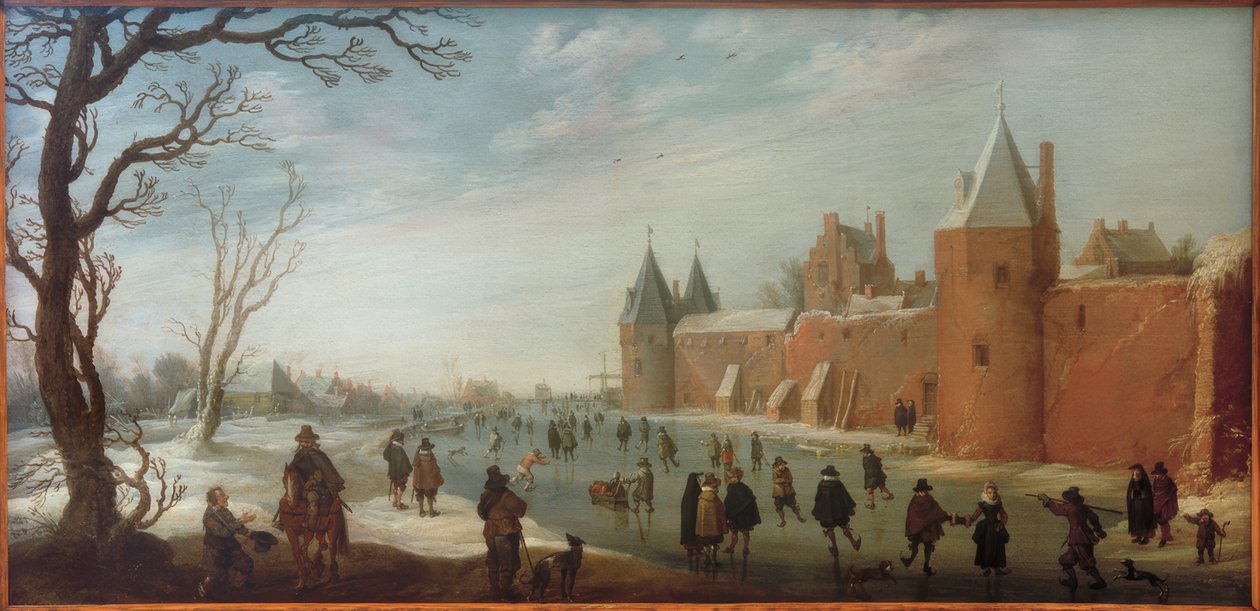 Schaatsers in de stadsgracht door Joost Cornelisz. Droochsloot