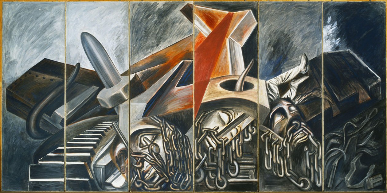 Duikbommenwerper en Tank, 1940 door José Clemente Orozco