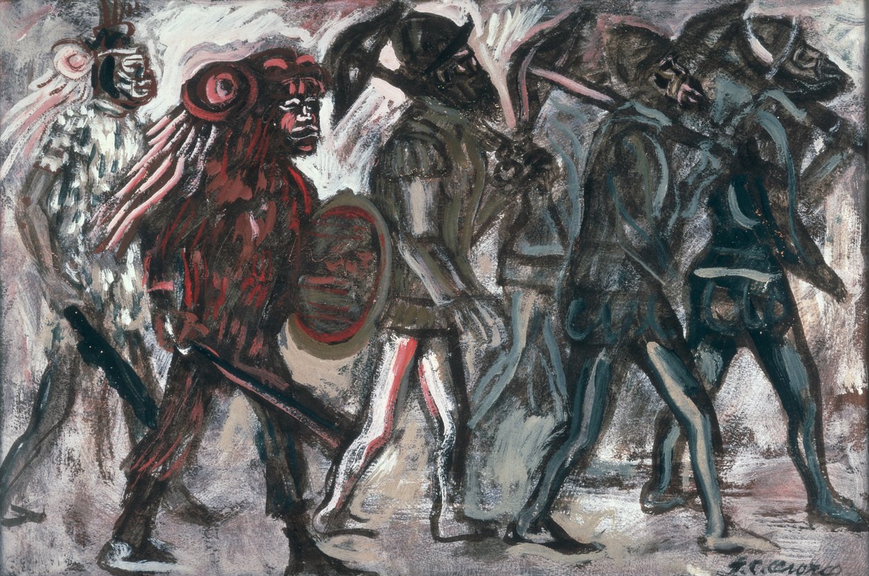 Los Teules, c.1945 door José Clemente Orozco