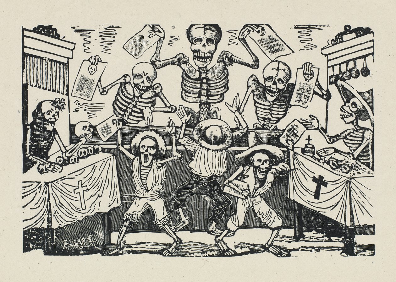 Revoltijo de calaveras de muchachos papeleros door José Guadalupe Posada