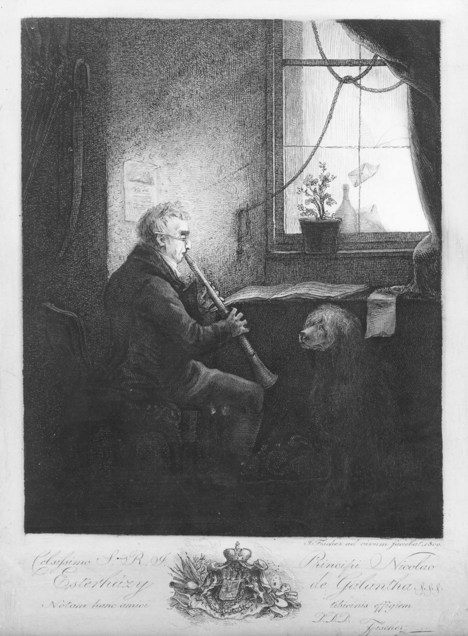 Hertog Esterhazy speelt de klarinet, 1809 door Josef Fischer