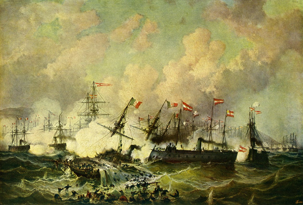 De zeeslag bij Lissa, 20 juli 1866 door Josef Karl Berthold Puttner