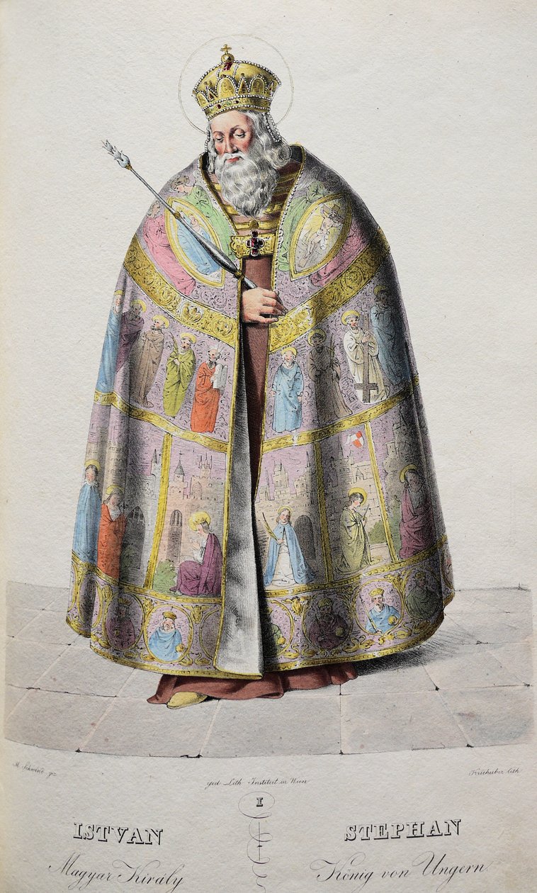 Stephan I. (969-1038), de Heilige, Koning van Hongarije door Josef Nikolaus Kriehuber