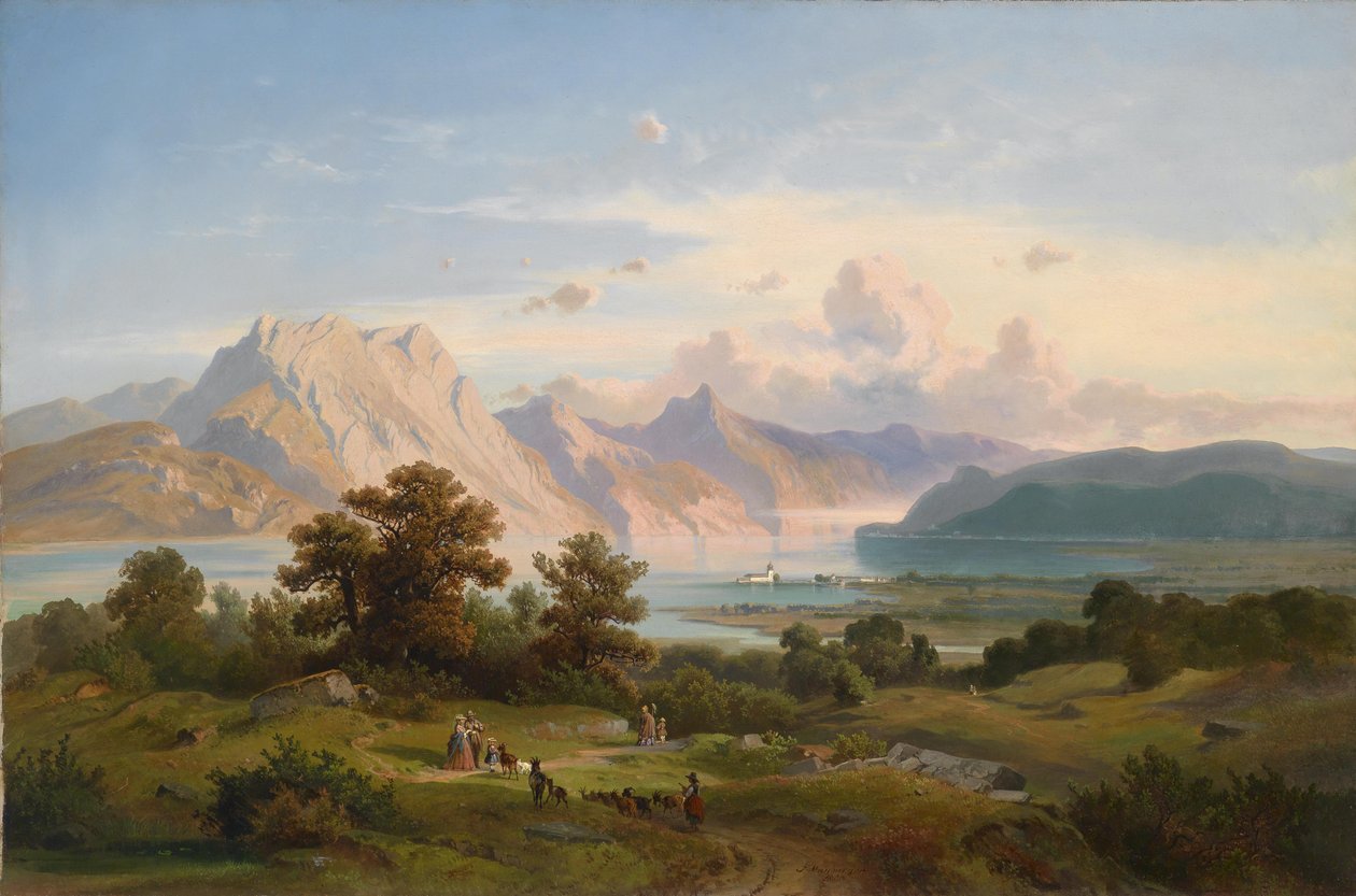 Uitzicht op Schloss Orth aan de Traunsee door Josef Mayburger