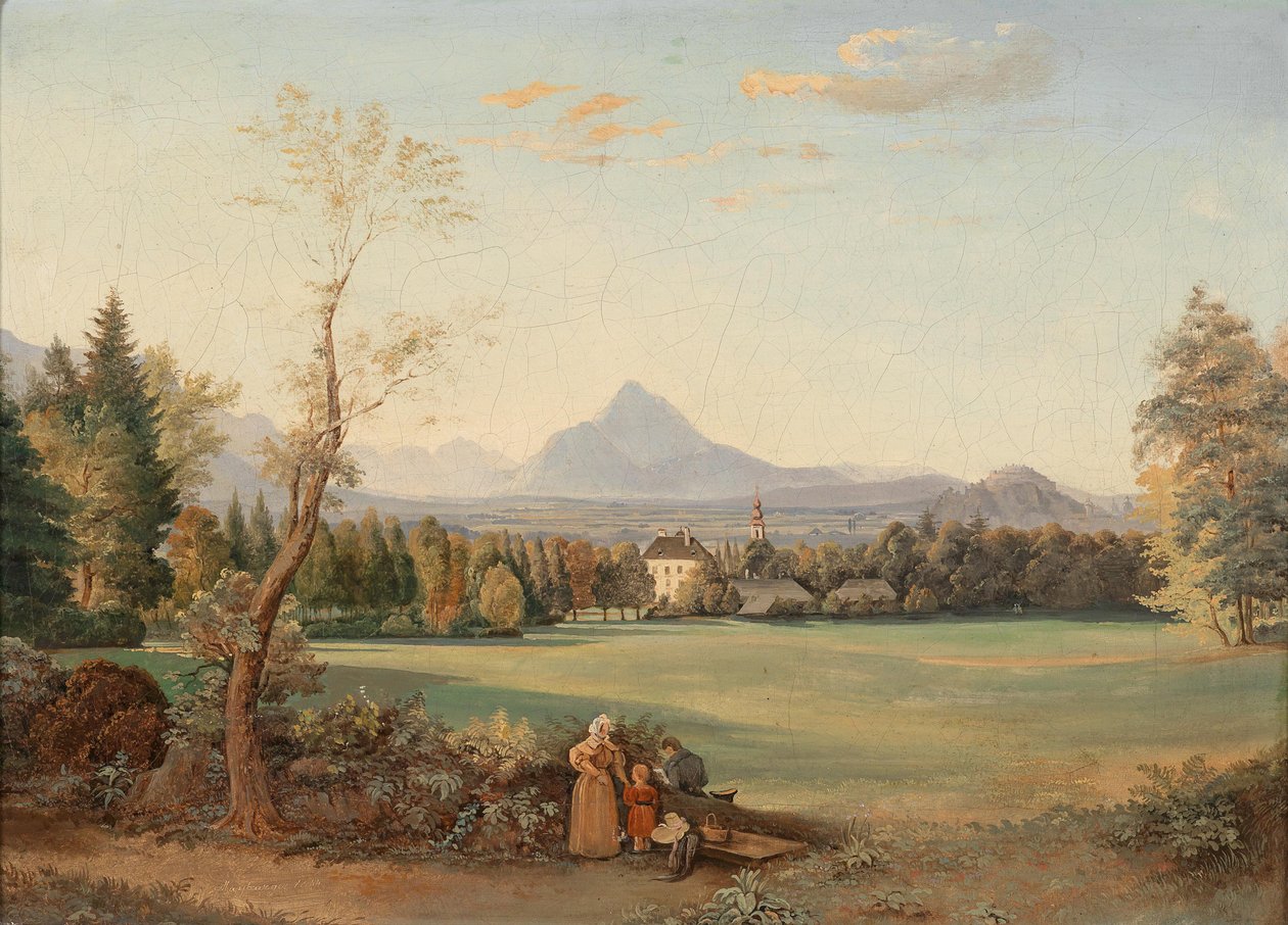 Uitzicht op de vesting Hohensalzburg vanuit Aigen door Josef Mayburger