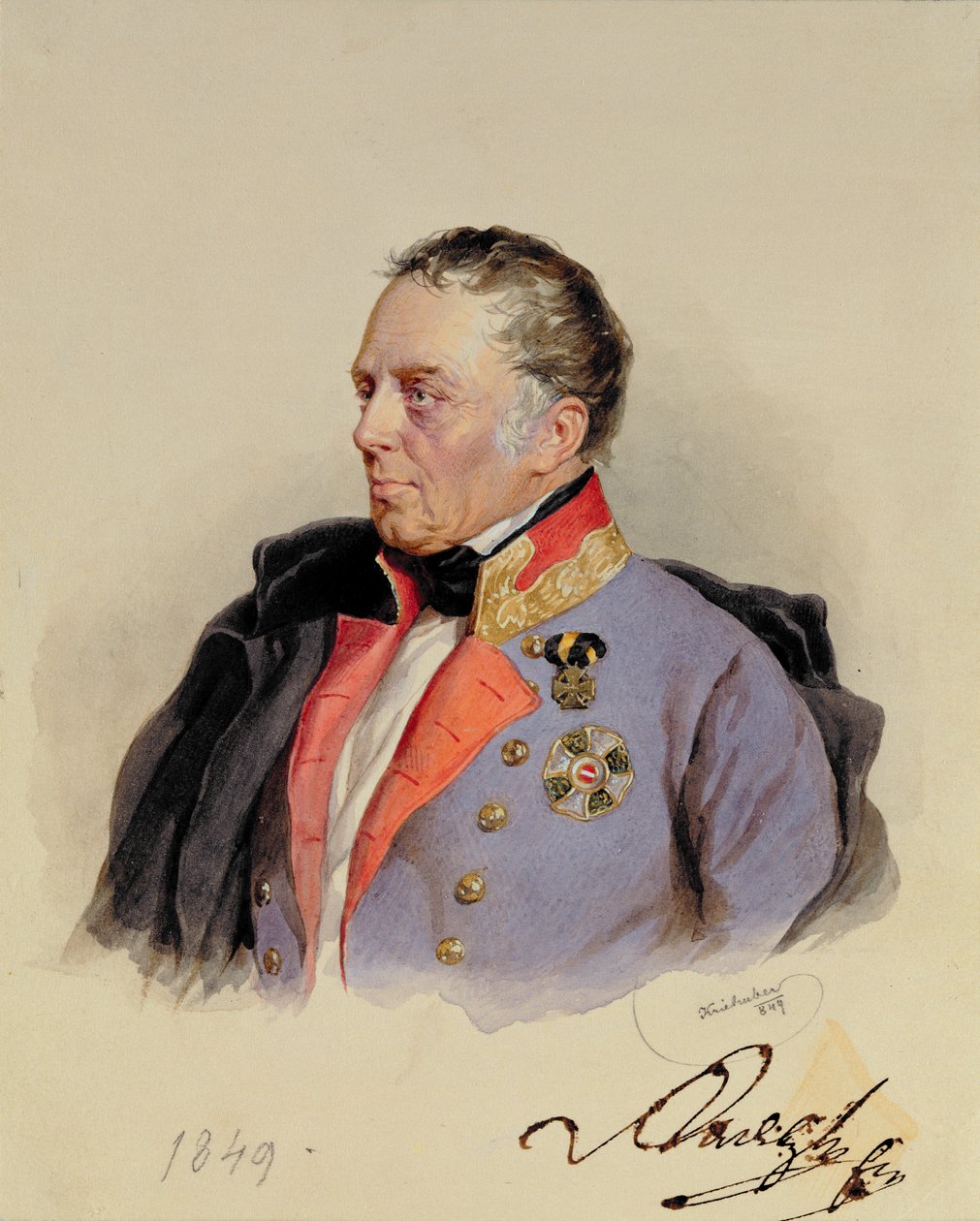 Johann Joseph Wenzel, Graaf Radetzky (1766-1858) Gouverneur van de Lombardo-Venetiaanse gebieden in de midden 1800s, 1849 door Josef Nikolaus Kriehuber