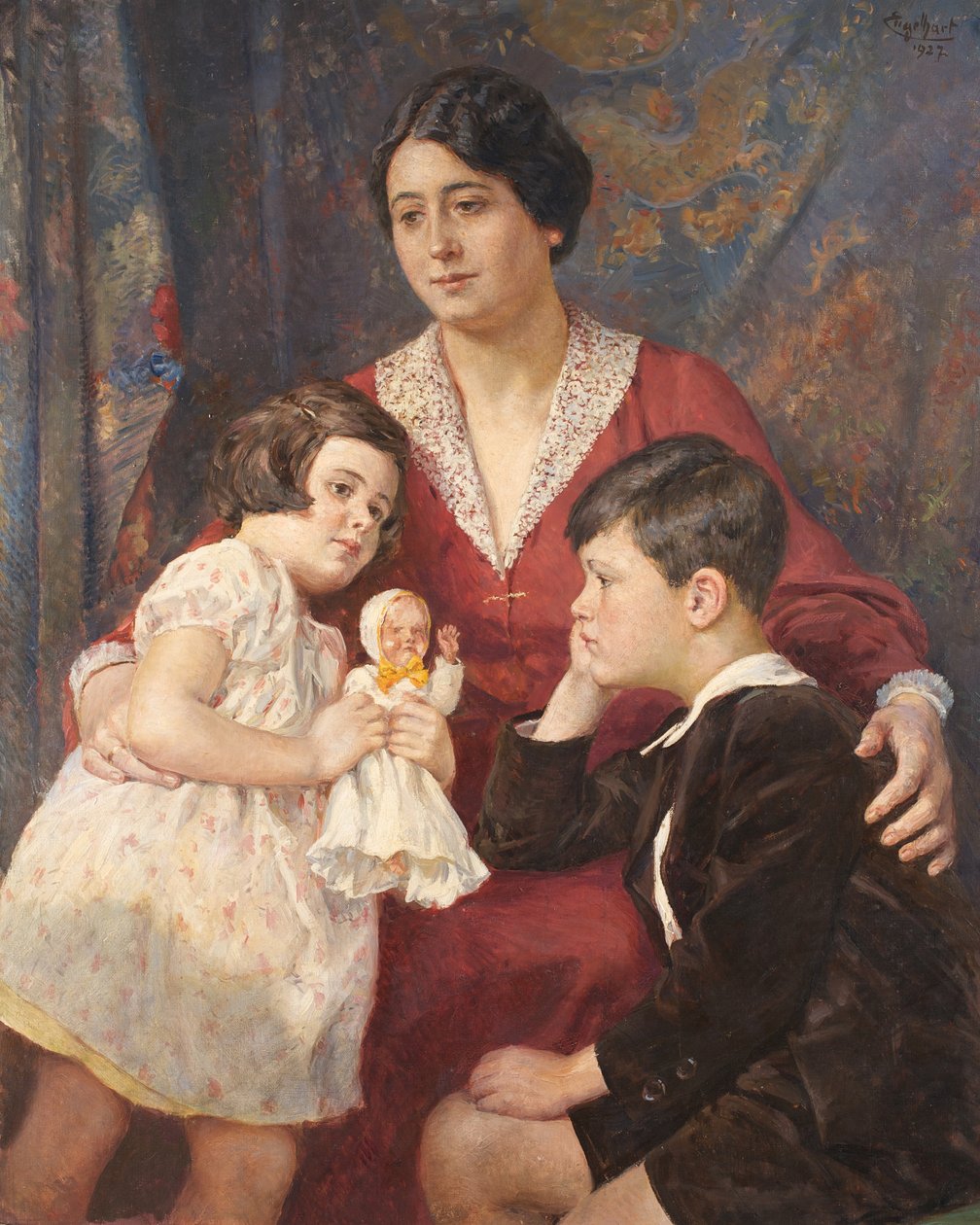 Mevrouw Hirsch met haar kinderen door Josef Engelhart