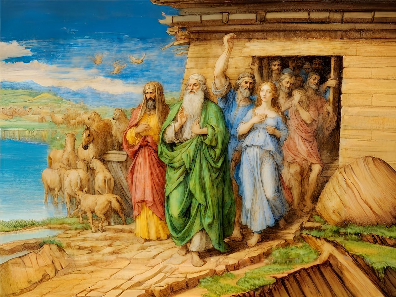Noach verlaat de ark door Josef Johann Michel
