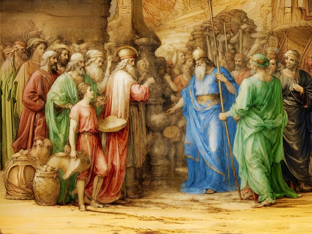 Abram en Melchizedek door Josef Johann Michel