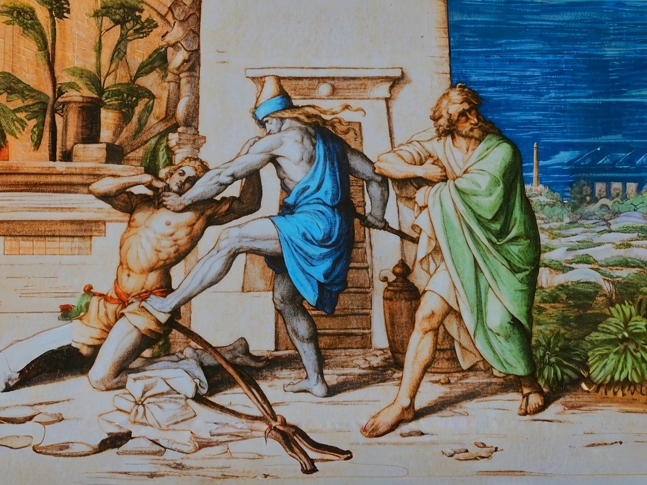 Mozes doodt een Egyptenaar door Josef Johann Michel