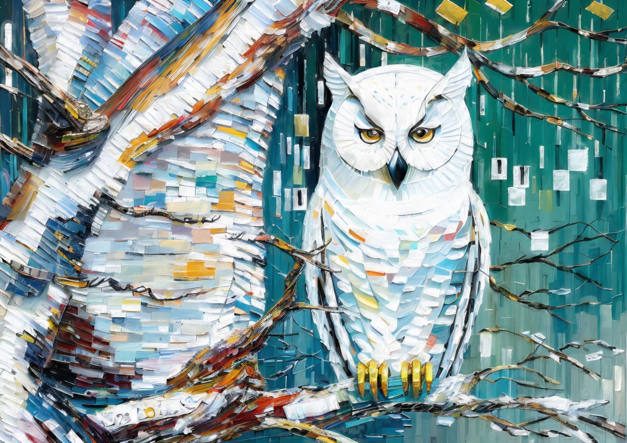 Dieren: witte uil 2 door Josef Johann Michel