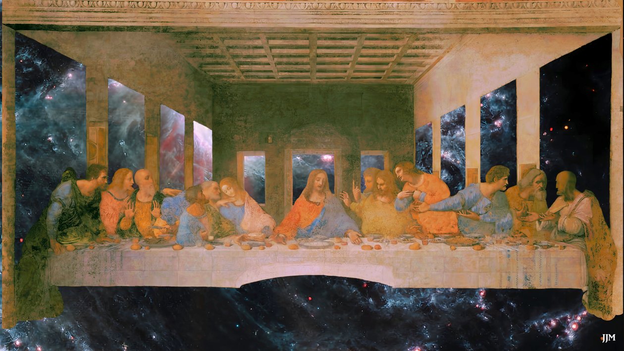 JJM-hercreatie: Leonardo da Vinci_Het Laatste Avondmaal+JWST door Josef Johann Michel