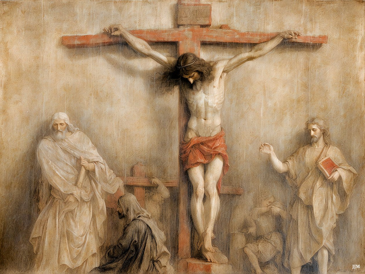 Jezus aan het kruis (02) door Josef Johann Michel