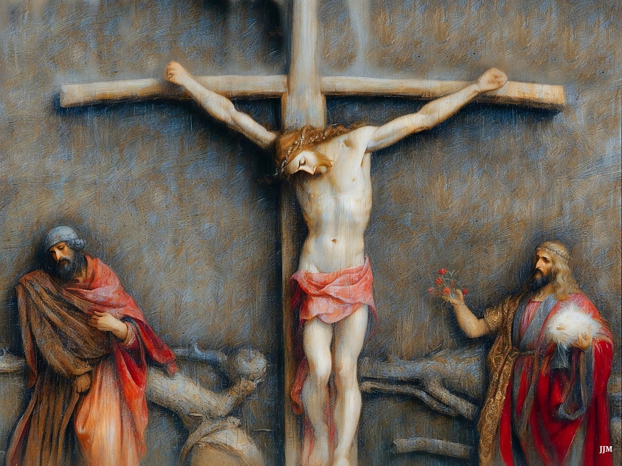 Jezus aan het kruis (01) door Josef Johann Michel