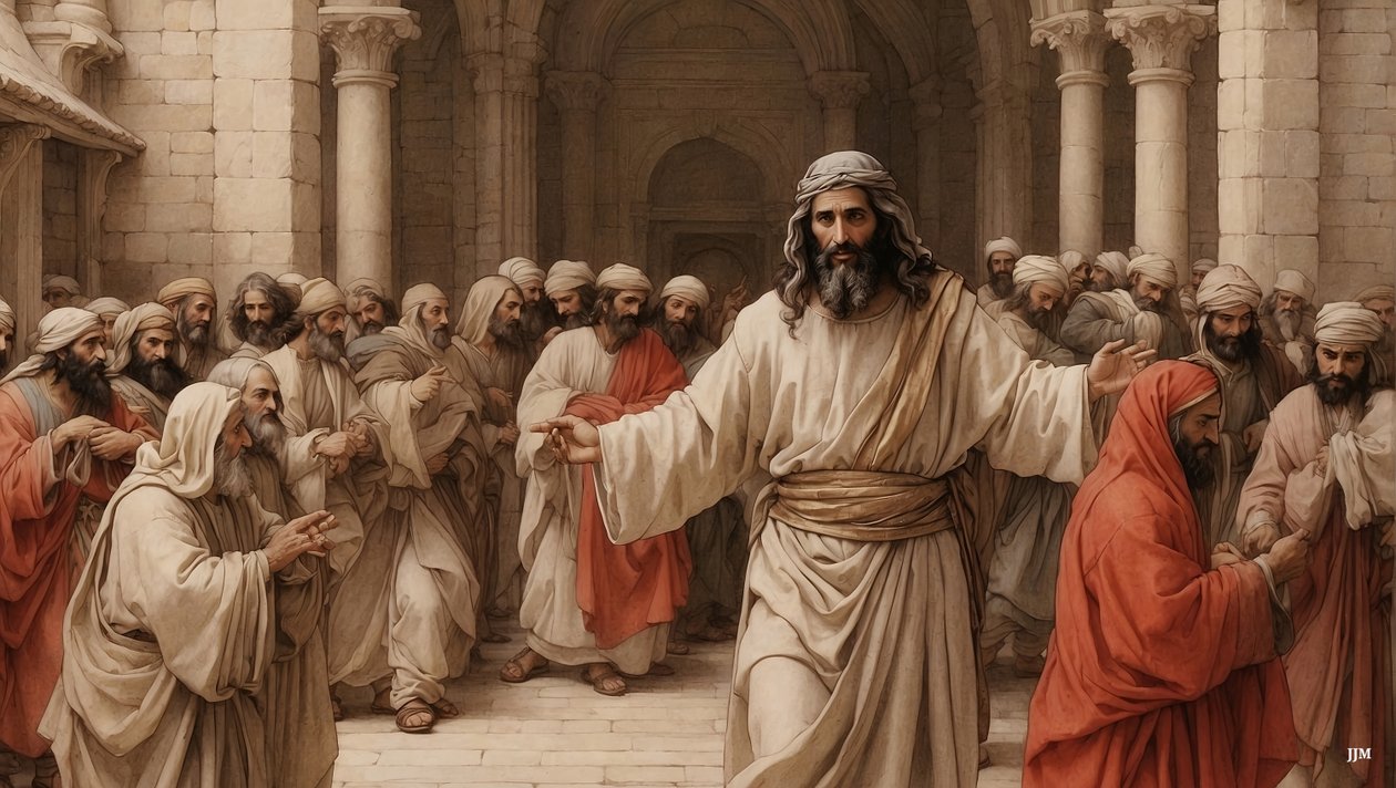 Jezus verdrijft de handelaars uit de tempel door Josef Johann Michel