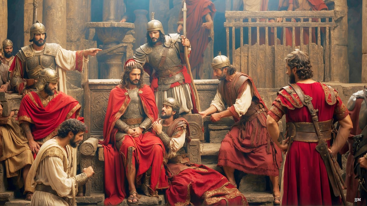 Jezus bespot en geslagen door Romeinse soldaten door Josef Johann Michel