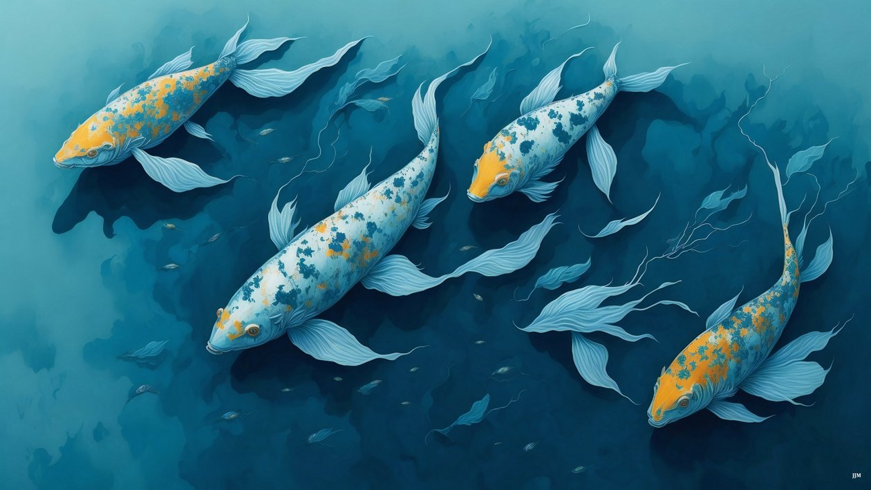 Koi-Karper blauw _02 door Josef Johann Michel