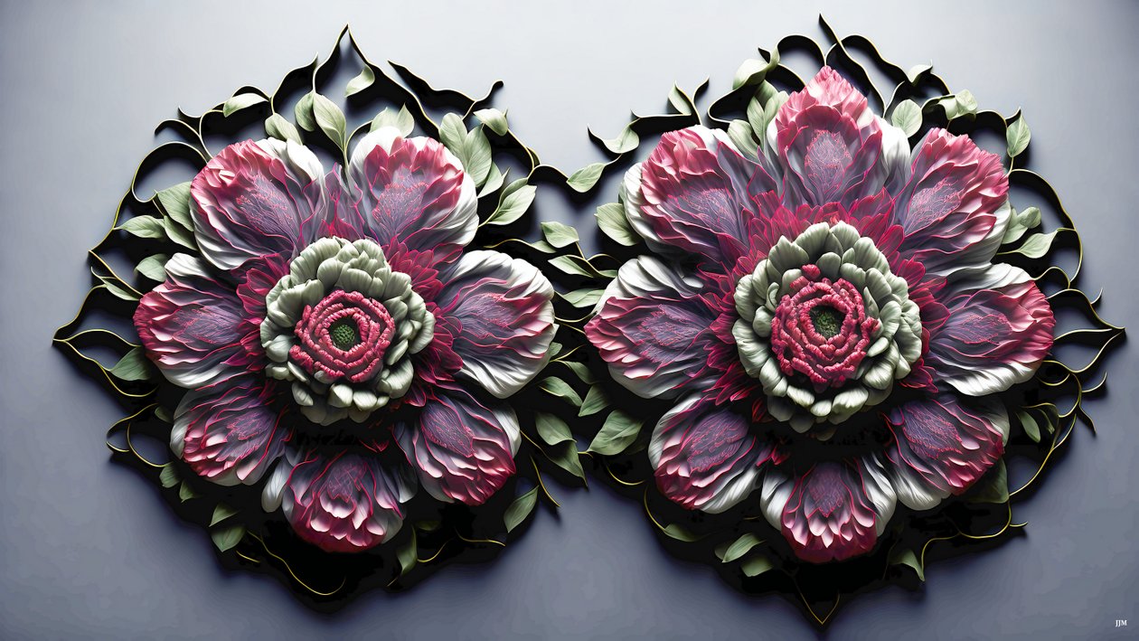 mandala: Pioenrozen-bloem elementen_02 door Josef Johann Michel
