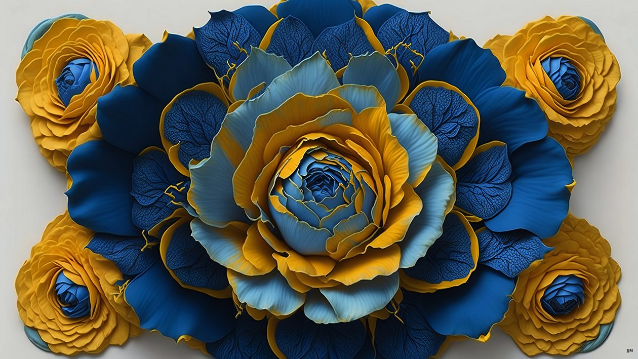 mandala: Blauwe rozen elementen_01 door Josef Johann Michel