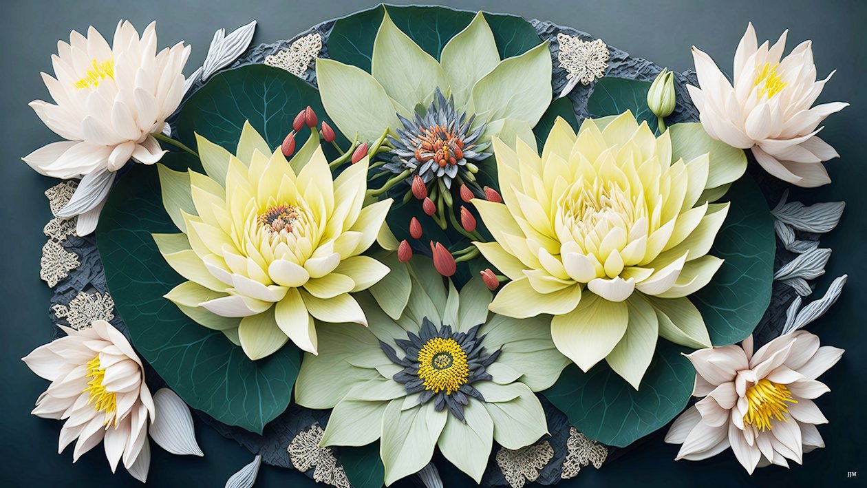 mandala: Waterlelies elementen_02 door Josef Johann Michel