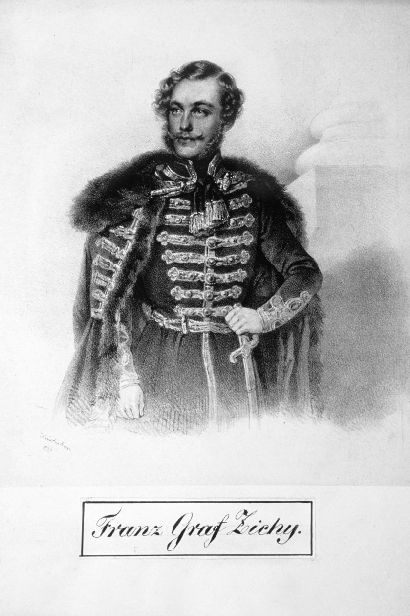 Franz Graf Zichy Litho door Josef Kriehuber