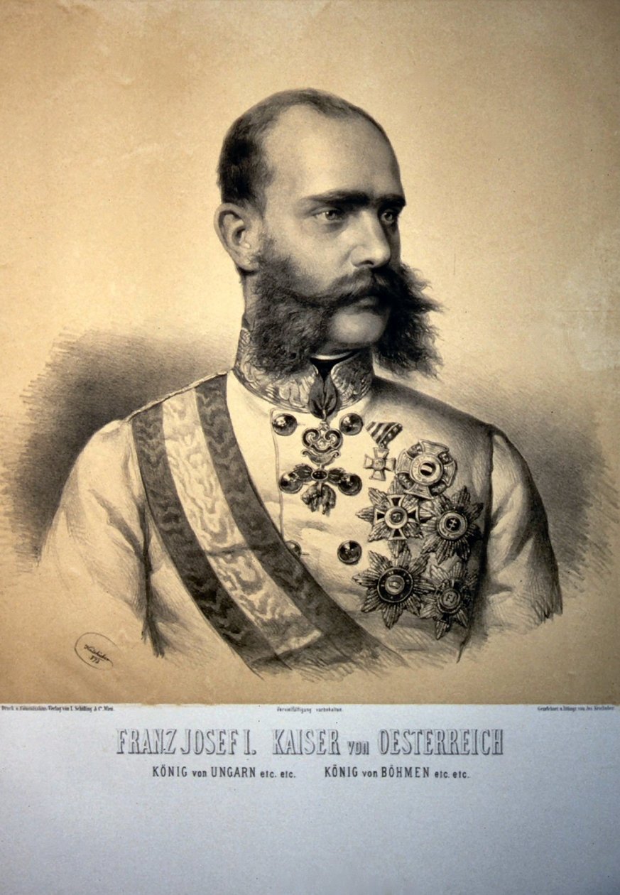 Franz Josef I. 1873 Litho door Josef Kriehuber